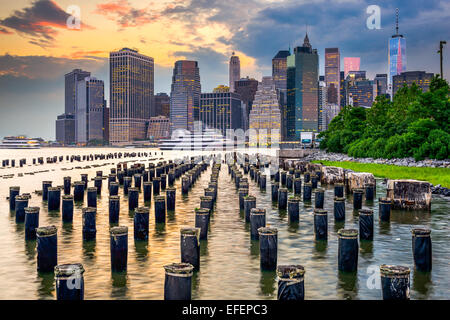 New York City, USA city skyline on the East River.