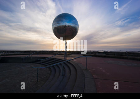 Blackpool, UK. 2nd February, 2015. UK Weather: A fine and dry day in Blackpool with some nice cloud formations at sunset. Pleasure beach opens for the 2015 season this weekend and many will be hoping for a continuation of the dry weather Credit:  Gary Telford/Alamy Live News Stock Photo