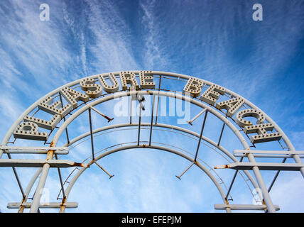 Blackpool, UK. 2nd February, 2015. UK Weather: A fine and dry day in Blackpool with some nice cloud formations at sunset. Pleasure beach opens for the 2015 season this weekend and many will be hoping for a continuation of the dry weather Credit:  Gary Telford/Alamy Live News Stock Photo