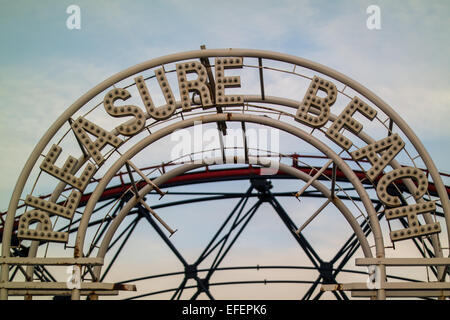 Blackpool, UK. 2nd February, 2015. UK Weather: A fine and dry day in Blackpool with some nice cloud formations at sunset. Pleasure beach opens for the 2015 season this weekend and many will be hoping for a continuation of the dry weather Credit:  Gary Telford/Alamy Live News Stock Photo