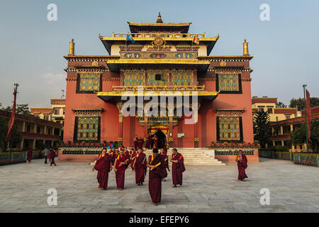 Monks in Sechen monastery, Kathmandu, Nepal Stock Photo