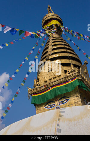Swayambhunath Temple or Monkey Temple in Kathmandu, Nepal Stock Photo