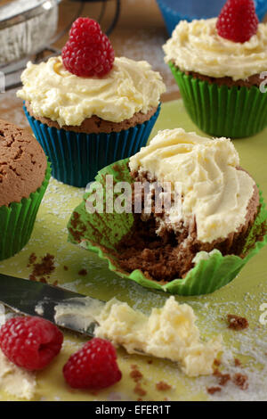 Stevia buttercream frosting on cupcakes Stock Photo