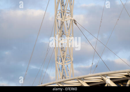 Close up tight crop of the infrastructure of roof and arch at the new Wembley stadium arena London Stock Photo