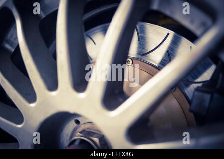 Super sport car alloy wheel disc brake Stock Photo