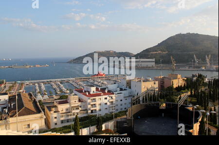 Cartagena  Harbour and Marina seen from Parque Torres hill  in Cartagena, Murcia Province, Spain Stock Photo