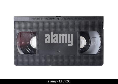 Old black videotape isolated on a white background. Stock Photo