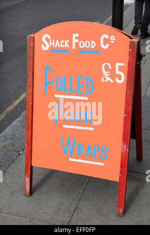 Shack Food Pulled Pork Wraps on sale in Barbican London Stock Photo