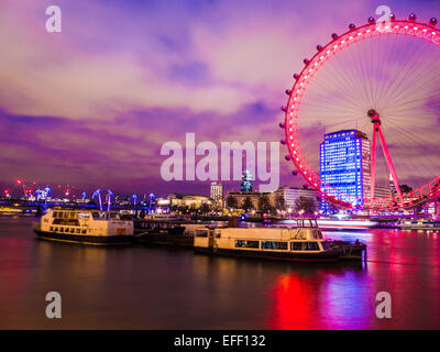 A view over the River Thames to the London Eye Stock Photo
