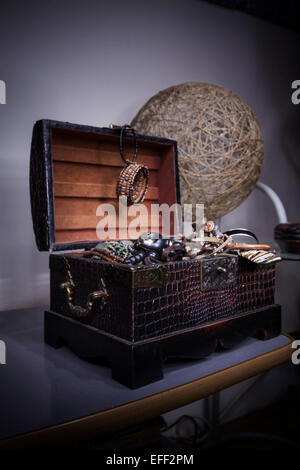 casket for jewelry in dark scene Stock Photo