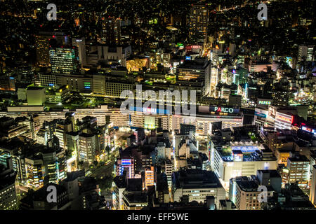 Aerial view of Ikebukuro station,from Sunshine city,Ikebukuro,Toshima-Ku,Tokyo,Japan Stock Photo