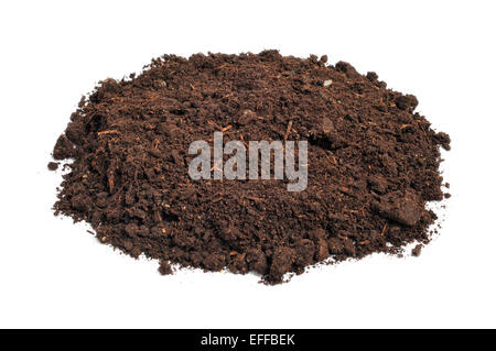 a heap of soil on a white background Stock Photo