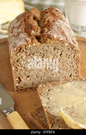Irish wheaten bread soda bread made with wholemeal flour Stock Photo