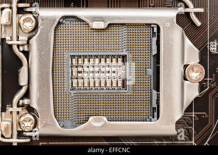 Empty CPU Socket On Computer Motherboard Stock Photo