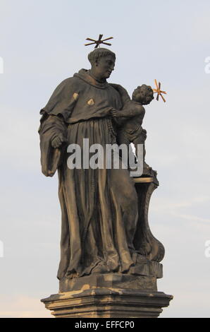Saint Anthony of Padua statue in Charles bridge, Prague Stock Photo