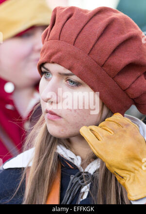 People dressed up as Roundheads and Cavaliers re-enacting the Battle of Nantwich in January 2015 Stock Photo