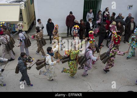 Feb. 2, 2015 - Madrid, Spain - The first days of February the religious feast of the Virgin of Candelaria is celebrated in Spain. The small town of Almonacid del Marquesado in Cuenca celebrates dancing and worshiping the Virgin of Candelaria while walking the streets of the place. (Credit Image: © Nacho Guadano/ZUMA Wire) Stock Photo