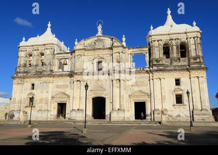 The cathedral in the main square of Leon, Nicaragua. Stock Photo