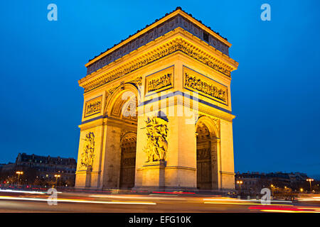 The Triumphal Arch (Arc de Triomphe) on Place Charles de Gaulle in Paris, France.