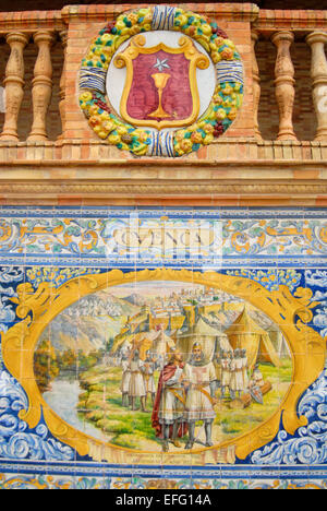 Plaza de España, ceramic wall art, tiles, Seville, Spain Stock Photo