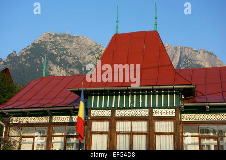 Traditional Romanian house in the mountain resort town of Busteni, Romania, Europe Stock Photo