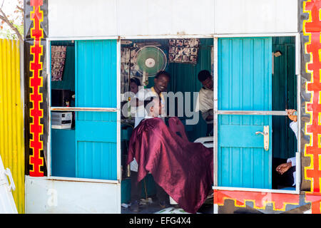 A Hairdresser's Shop, Arba Minch, Ethiopia Stock Photo