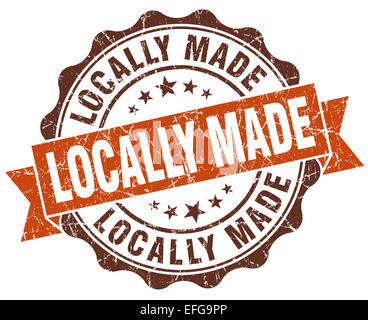 locally made brown grunge round vintage rubber stamp Stock Photo - Alamy