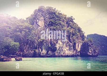 Vintage filtered picture of island, Andaman sea Thailand.