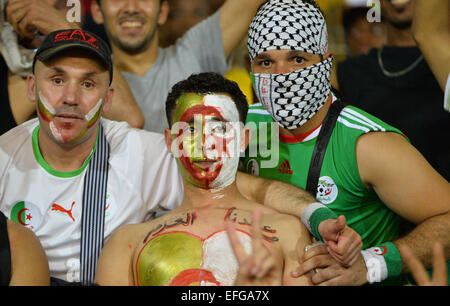 Equitorial Guinea. 01st Feb, 2015. African Cup of Nationsl football tournament. Quarterfinal match between Ivory Coast versus Algeria. Supporters in face paint Credit:  Action Plus Sports/Alamy Live News Stock Photo