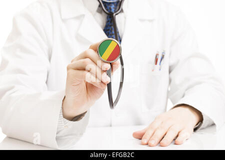 Doctor holding stethoscope with flag series - Congo-Brazzaville - Republic of the Congo Stock Photo