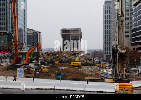 Urban high rise building demolition - Arlington, Virginia USA Stock Photo