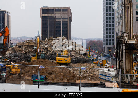 Urban high rise building demolition - Arlington, Virginia USA Stock Photo