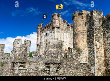 Gravensteen is a castle in Gent, Ghent built in 1180 Middle Ages, bought in 1885 by city Stock Photo