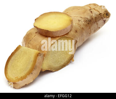 Fresh ginger over white background Stock Photo