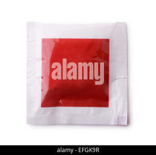 Plastic food sachet isolated on white Stock Photo