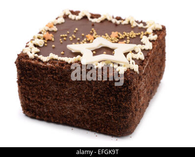 Small chocolate cake isolated on white Stock Photo