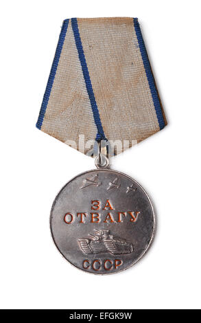 Soviet medal 'For Courage' isolated on white Stock Photo