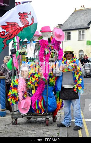 Man Selling Goods at The Elvis Festival (The Elvies), Porthcawl, South Wales, UK Stock Photo