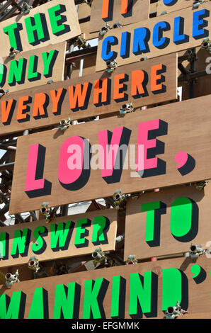 A collage of words on wooden boards Stock Photo