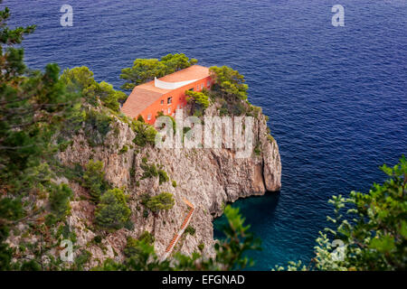 Casa Malaparte on Promontory at punta Massulo, Capri island, Italy.  ( Location movie'Contempt'. B Bardot, J.Palance) Stock Photo
