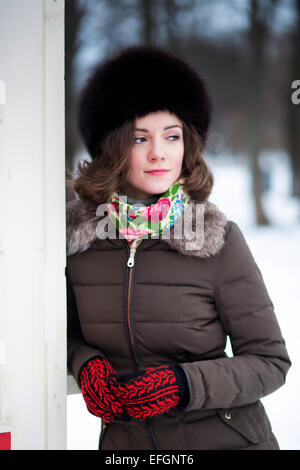 Dressed in warm clothes standing in the cold Stock Photo