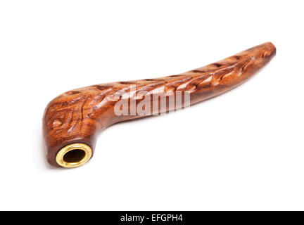 wooden hashish pipe, isolated on white background Stock Photo