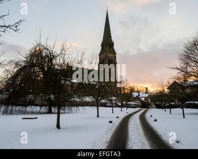 St Peters church in the Derbyshire village in Edensor on the Chatsworth Estate in the Peak District England Stock Photo