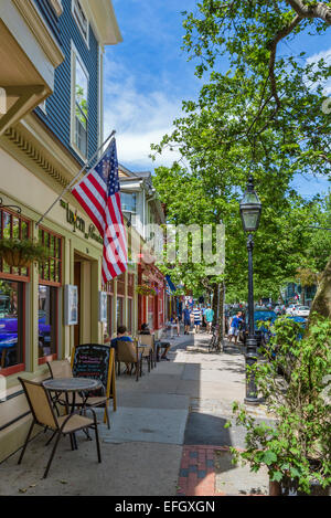 Sidewalk cafe on Broadway in downtown Newport, Rhode Island, USA Stock Photo