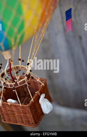 miniature toy hot air balloon red fly toy model basket Stock Photo - Alamy