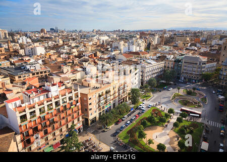Looking down on the Plaza de la Reina in Valencia Spain Stock Photo