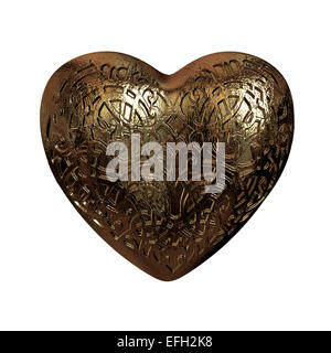 3D golden glossy ornament Valentine's heart Stock Photo