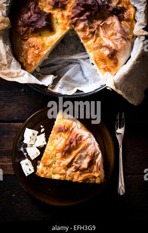 Serbian dish called Burek (cheese pie) served for breakfast at the ...