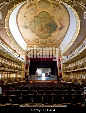 Vertical view of the Baroque auditorium inside the Teatro Tomas Terry (Thomas Terry theatre) in Cienfuegos. Stock Photo