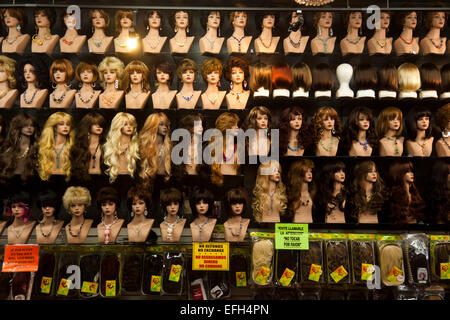 Wigs, Santee Alley, LA Fashion District, Los Angeles, California, United States of America Stock Photo